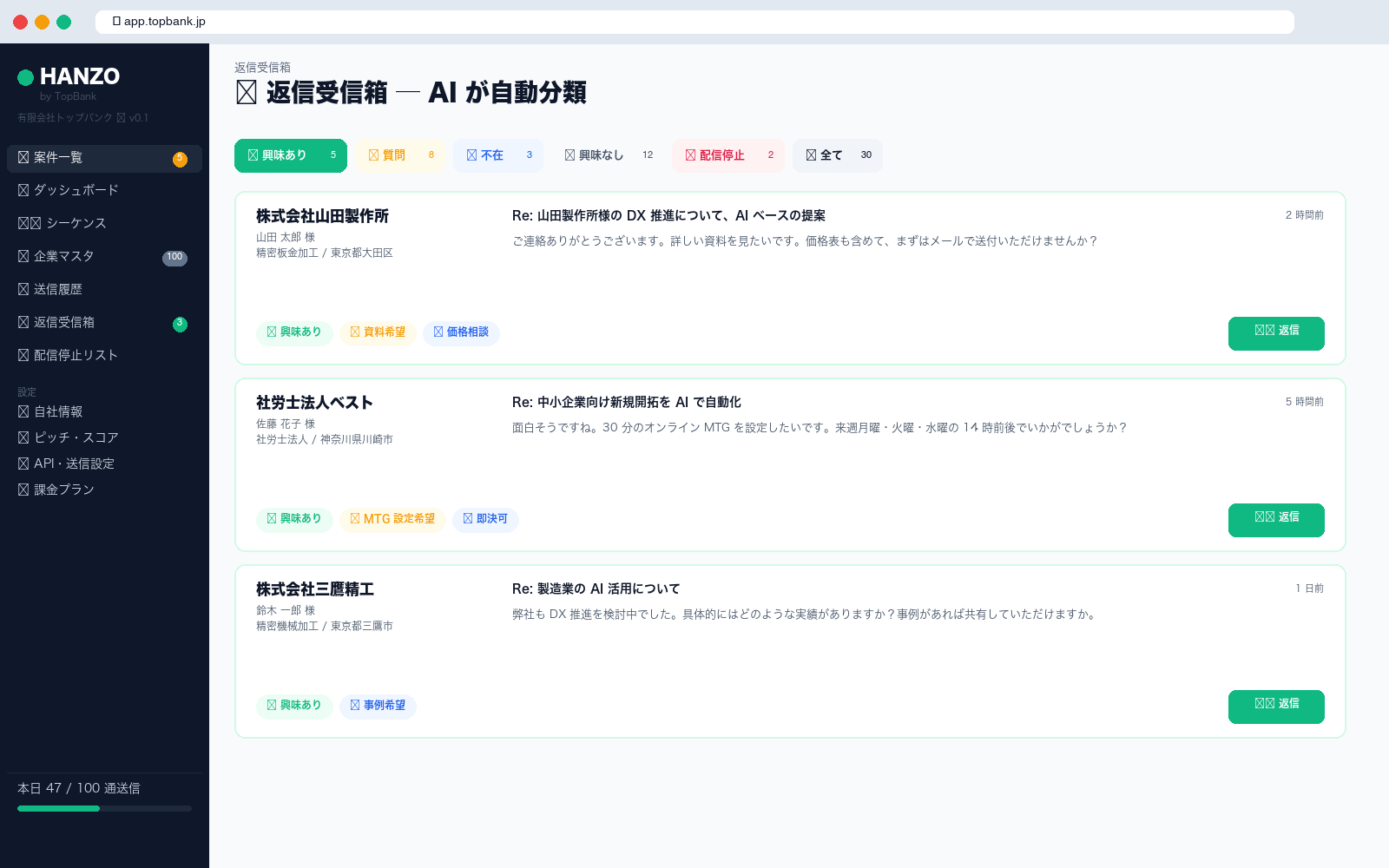 返信受信箱